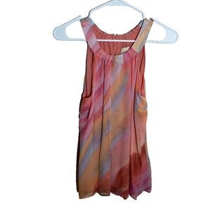 Alcee Tank Top Women's Small Colorful 100% Silk Sleeveless Artsy Watercolor